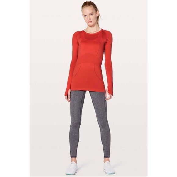 LULULEMON ATHLETICA Swiftly Tech Long Sleece Crew 'Vivid Flame' Size 4 - Picture 3 of 7